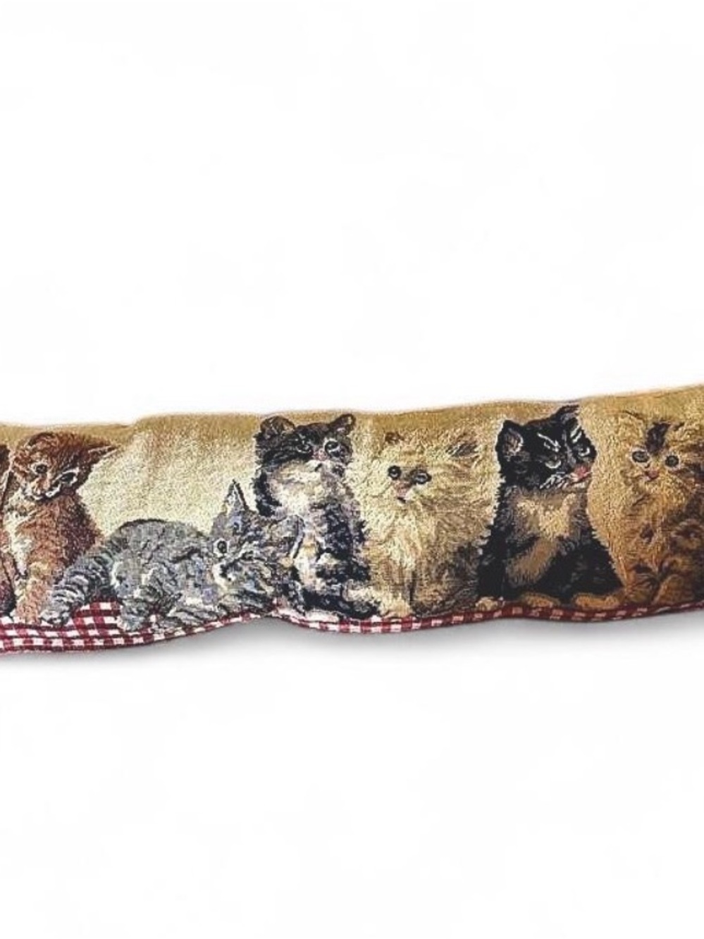 Vintage cottagecore tapestry kitty cat pillow doorstop